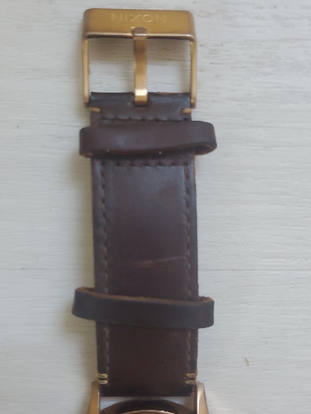 Nixon Rose Gold Case Gray Dial Brown Leather Strap Watch - Picture 3 of 8